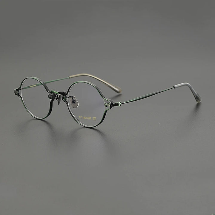 Gatenac Unisex Full Rim Round Titanium Eyeglasses Gxyj1198 Full Rim Gatenac Green  