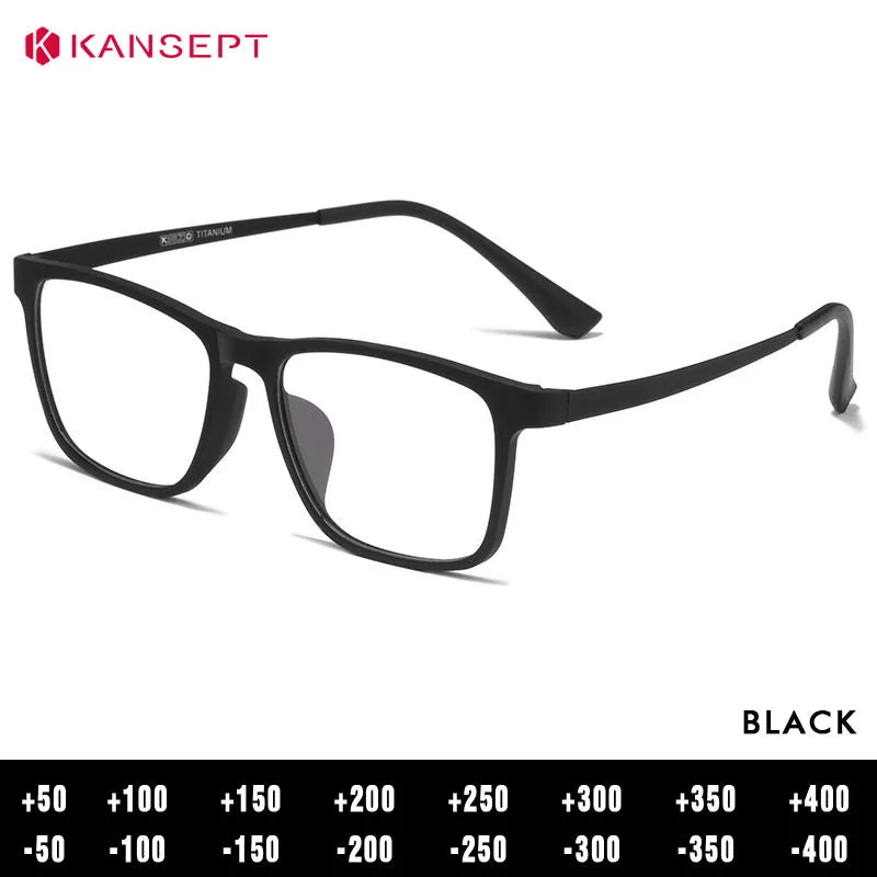Kansept Men's Full Rim Square Tr 90 Titanium Reading Glasses 53068