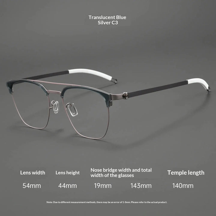 Aror Full Rim 212320 Men’s Double Bridge Screwless Titanium Frames FuzWeb