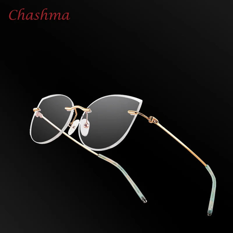 Chashma Ochki Unisex Rimless Round Cat Eye Titanium Eyeglasses 8587 Rimless Chashma Ochki   