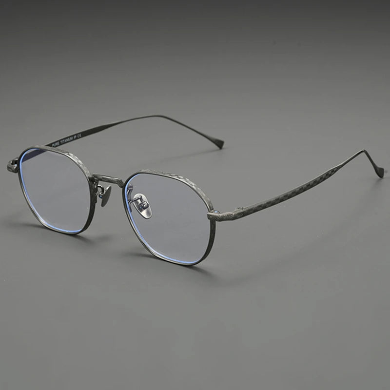 Black Mask Women's Full Rim Polygon Square Titanium Eyeglasses 320867