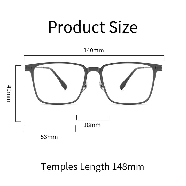 KatKani Unisex Full Rim Square Aluminum Titanium Alloy Eyeglasses 96805 Full Rim KatKani Eyeglasses   