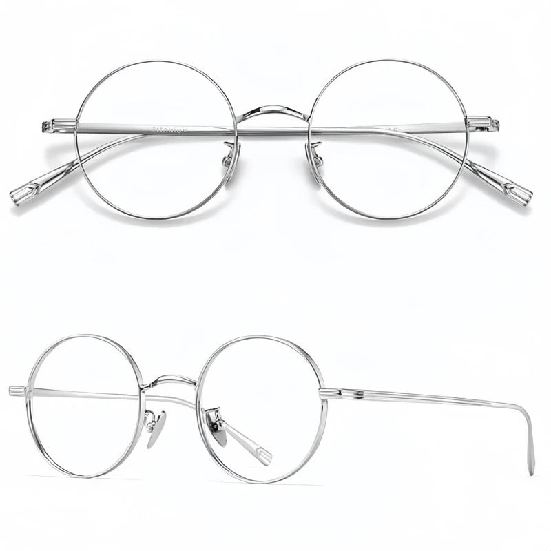 Yimaruili Women's Full Rim Round Titanium Alloy Eyeglasses 5555