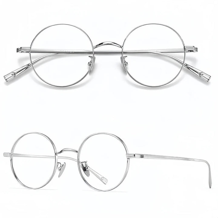 Yimaruili Women's Full Rim Round Titanium Alloy Eyeglasses 5555