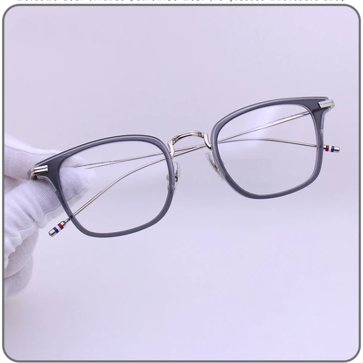 Black Mask Unisex Full Rim Square Alloy Acetate Eyeglasses T905 Full Rim Black Mask Gray  