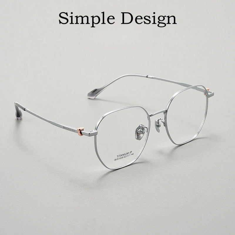 Yimaruili Unisex Full Rim Polygon Titanium Alloy Eyeglasses Y61039 Full Rim Yimaruili Eyeglasses   