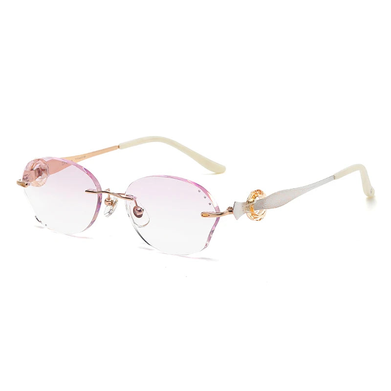 Reven Jate Women's Rimless Oval Butterfly Titanium Eyeglasses 5023