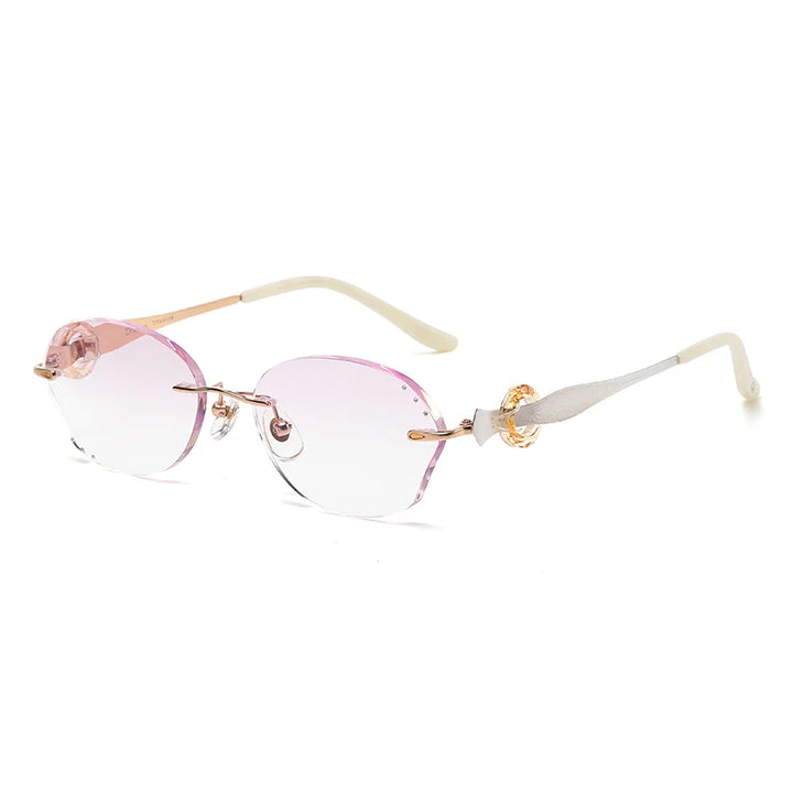 Reven Jate Women's Rimless Oval Butterfly Titanium Eyeglasses 5023