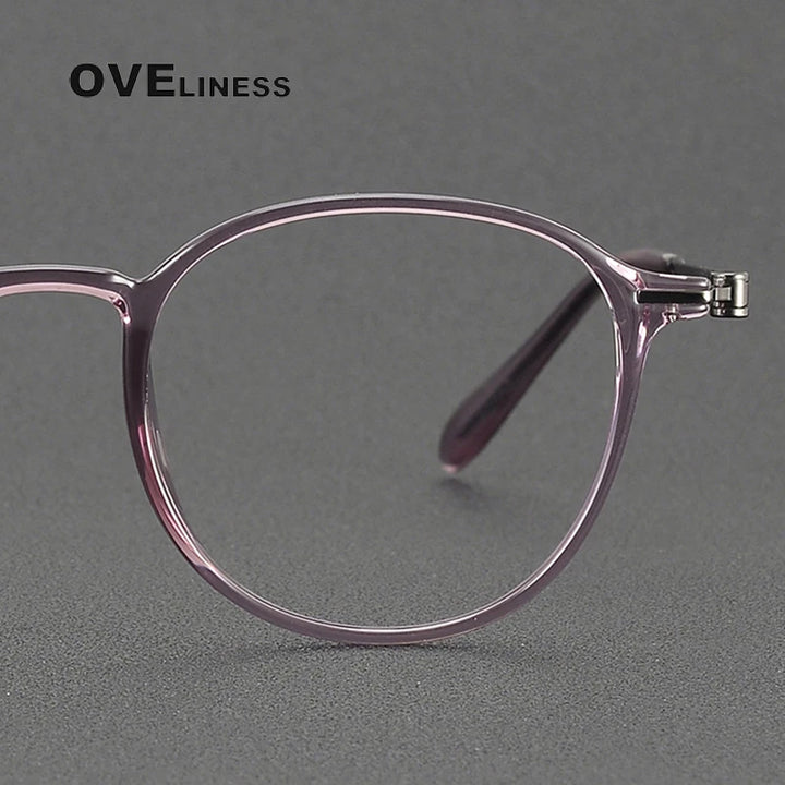 Oveliness Women's Full Rim Round Titanium Ultem Eyeglasses 8672 Full Rim Oveliness   