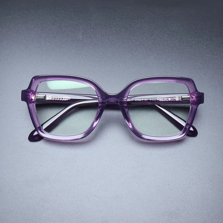 Gatenac Unisex Full Rim Big Butterfly Acetate Eyeglasses Gxyj1203 Full Rim Gatenac Purple  