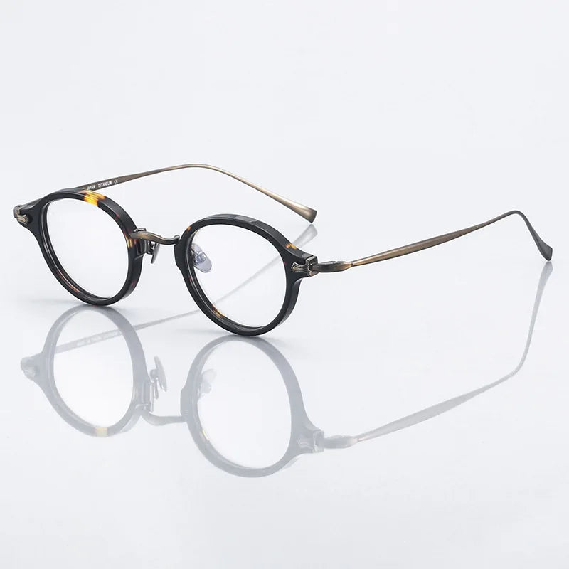 Black Mask Unisex Full Rim Round Titanium Acetate Eyeglasses 396182