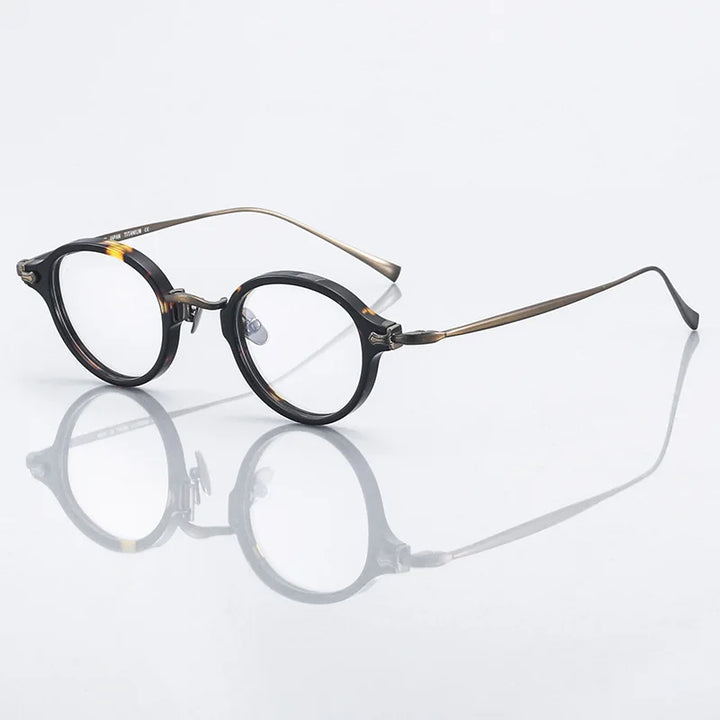 Black Mask Unisex Full Rim Round Titanium Acetate Eyeglasses 396182