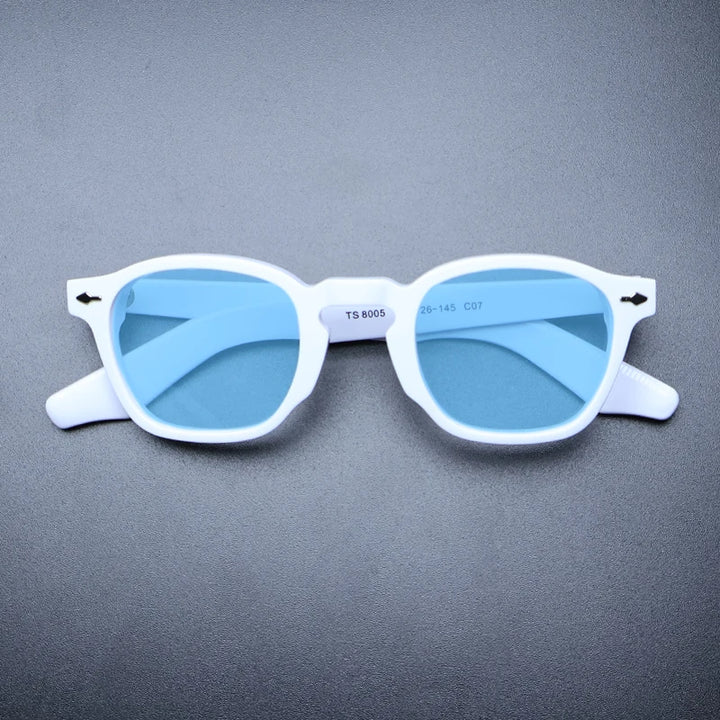Gatenac Unisex Full Rim Square Acetate Polarized Sunglasses M009 Sunglasses Gatenac White Blue  
