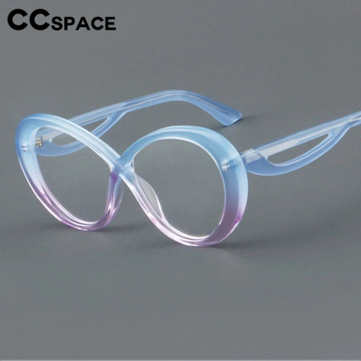 CCspace Unisex Full Rim Oval Cat Eye Acetate Eyeglasses 30793 Full Rim CCSpace   