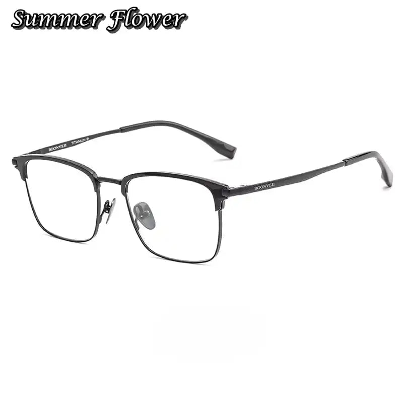 Summer Flower Men's Full Rim Square Titanium Eyeglasses 617010