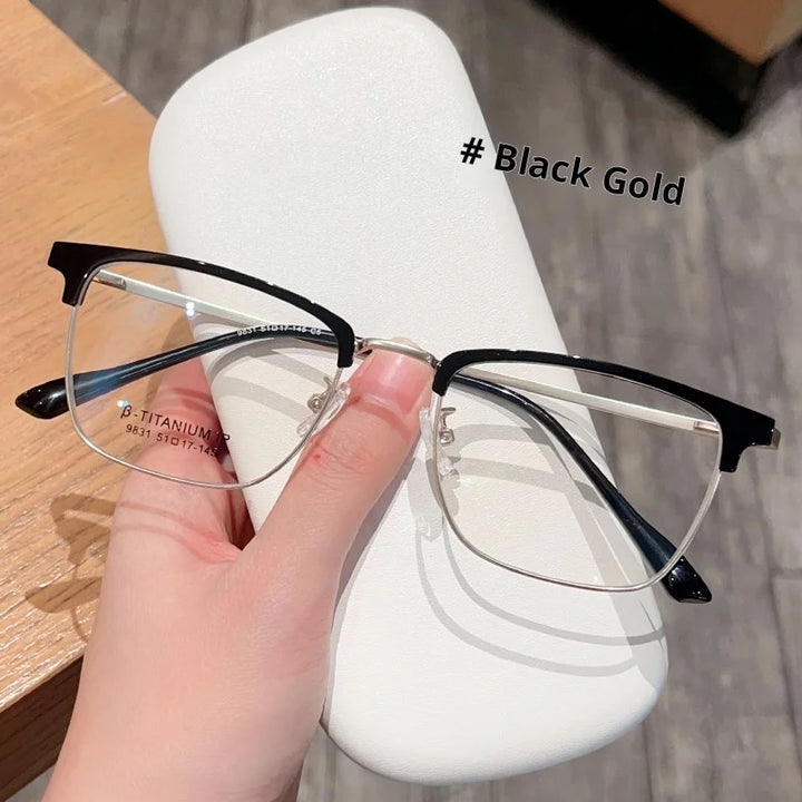 Xbora Unisex Full Rim Square Tr 90 Titanium Alloy Eyeglasses 549831