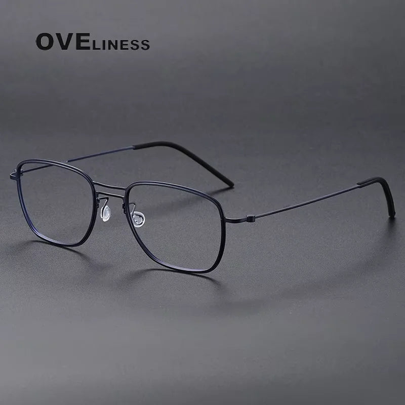 Oveliness Unisex Full Rim Square Double Bridge Titanium Eyeglasses 5524 Full Rim Oveliness blue  