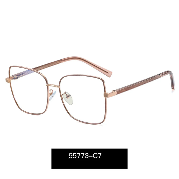 Handoer Women's Full Rim Square Alloy Spring Hinge Eyeglasses 95773