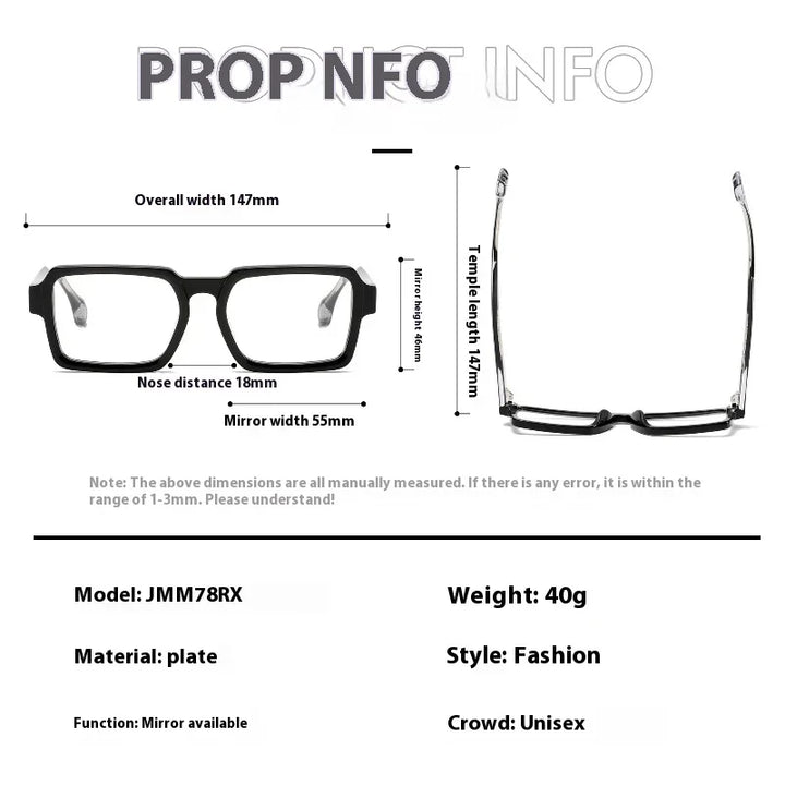 Aror Unisex Full Rim Brow Line Square Acetate Eyeglasses 942781