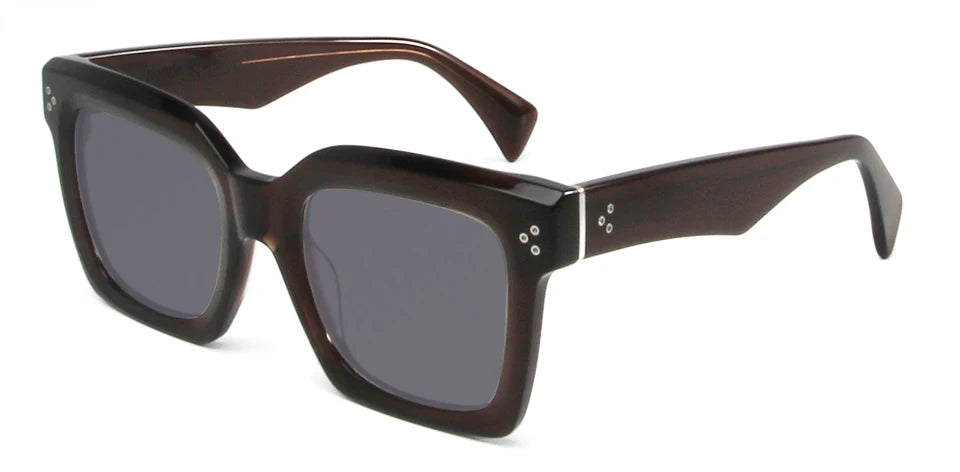Esnbie Unisex Full Rim Square Brow Line Acetate Sunglasses 246051