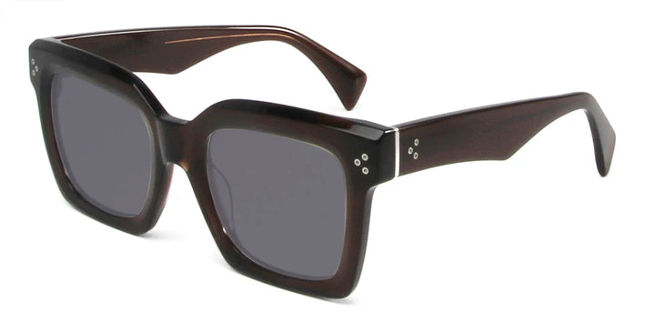 Esnbie Unisex Full Rim Square Brow Line Acetate Sunglasses 246051