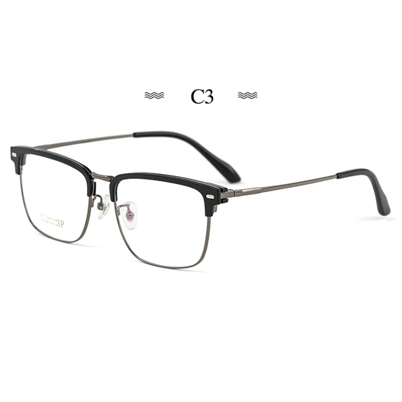 Hotochki Unisex Full Rim Square Titanium Acetate Eyeglasses 23202 Full Rim Hotochki C3  