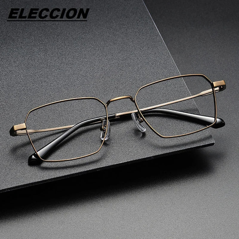 Eleccion Unisex Full Rim Polgon Square Titanium Eyeglasses 14820 Full Rim Eleccion