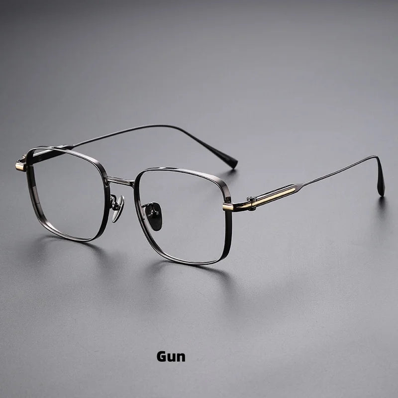 Hdcrafter Men's Full Rim Square Polygon Titanium Eyeglasses 809841