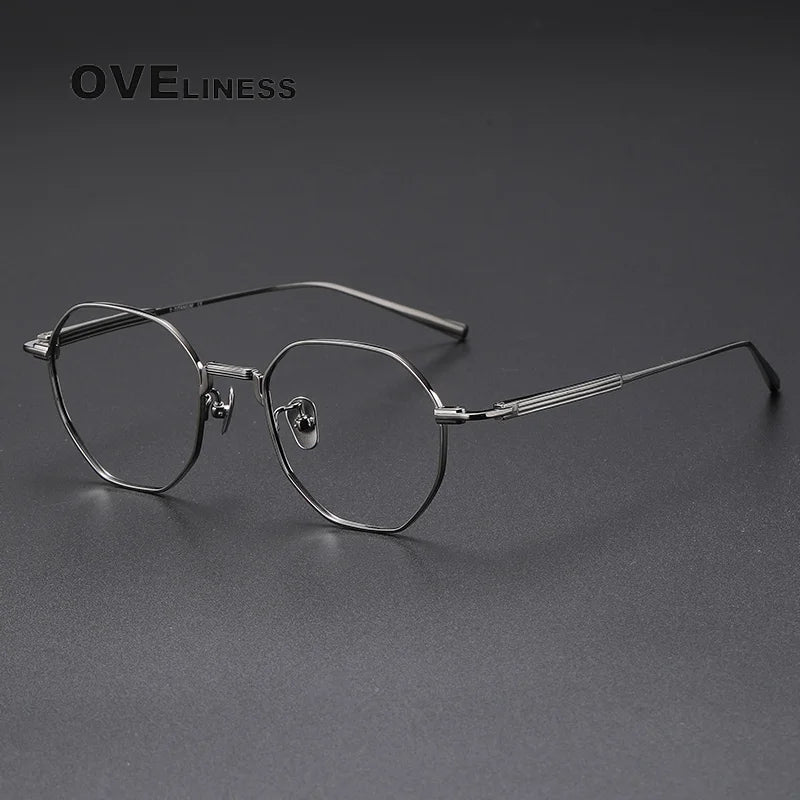 Oveliness Unisex Full Rim Irregular Oval Titanium Eyeglasses O7301 Full Rim Oveliness gun  