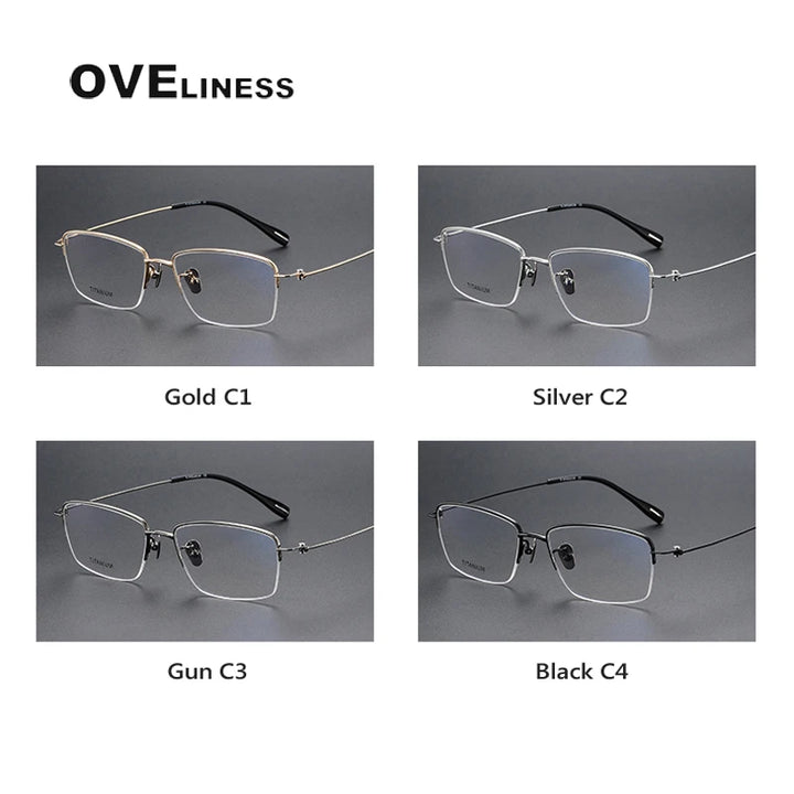 Oveliness Unisex Semi Rim Square Screwless Titanium Eyeglasses 80923 Semi Rim Oveliness   