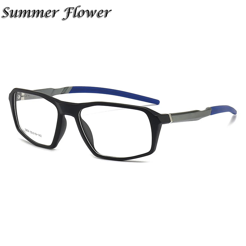 Summer Flower Men's Full Rim Square Tr 90 Aluminum Sport Eyeglasses 85854