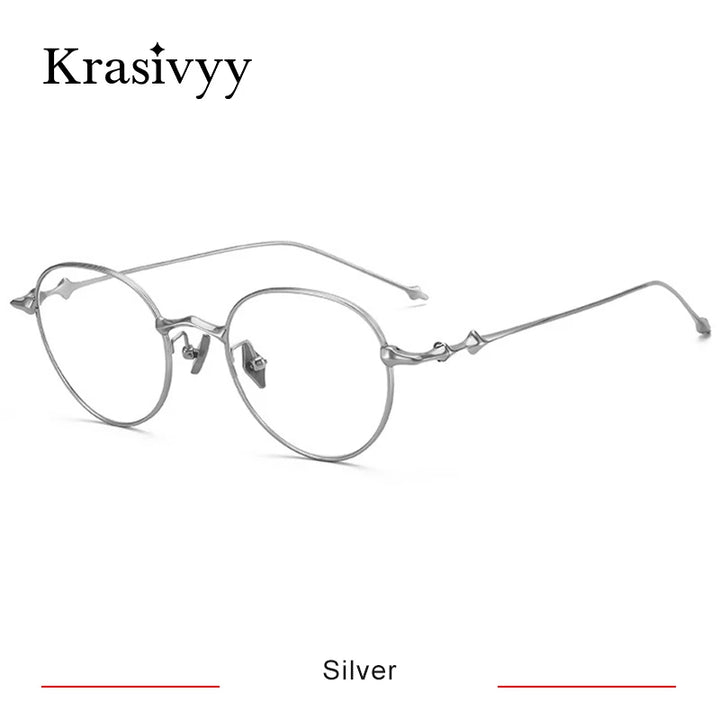 Krasivyy Women's Full Rim Round Titanium Eyeglasses Ep4549 Full Rim Krasivyy Silver  