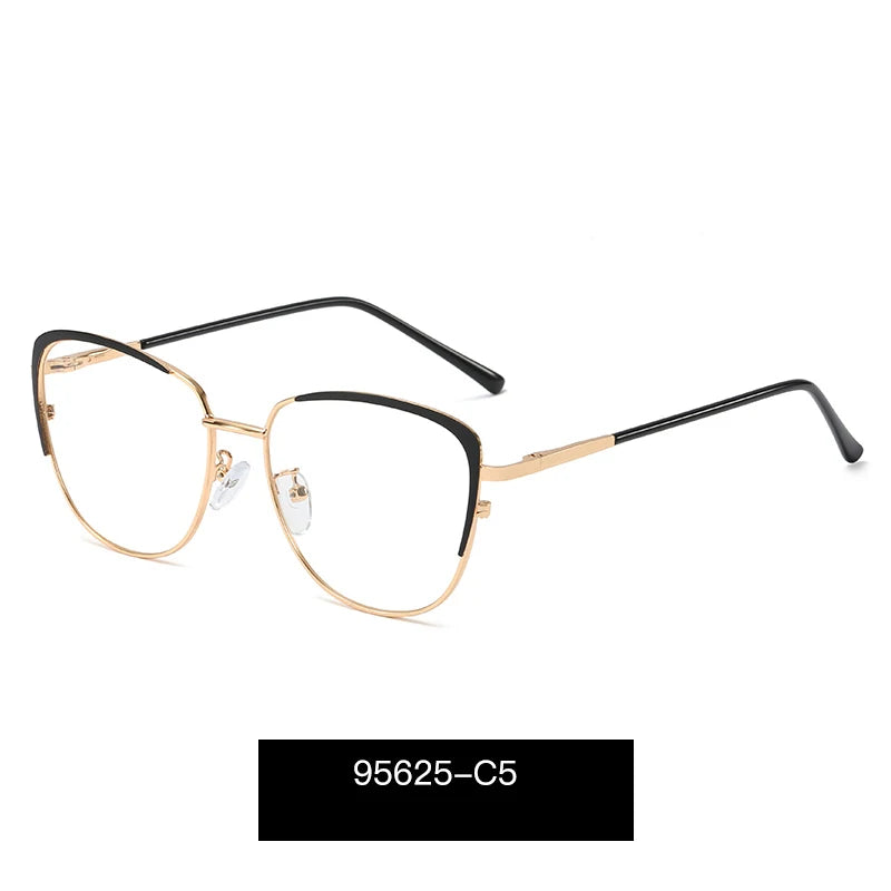 Handoer Women's Full Rim Round Cat Eye Alloy Eyeglasses 195625