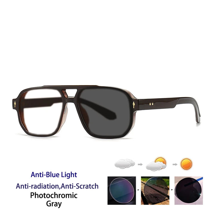 Kocolior Unisex Full Rim Square Double Bridge Tr 90 Alloy Reading Glasses 76061