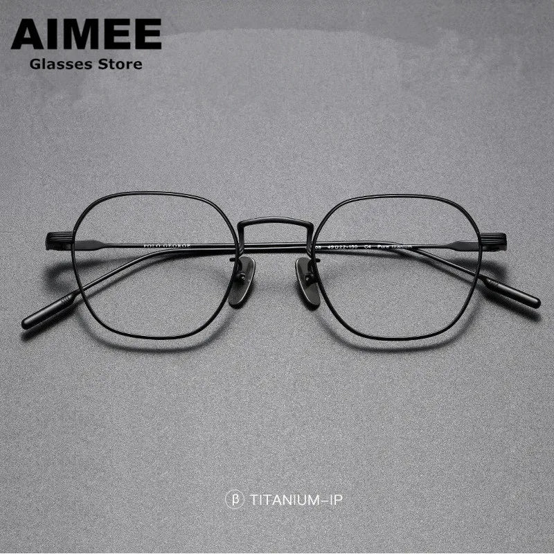 Aimee Unisex Full Rim Flat Top Polygon Titanium Eyeglasses 80808 Full Rim Aimee   