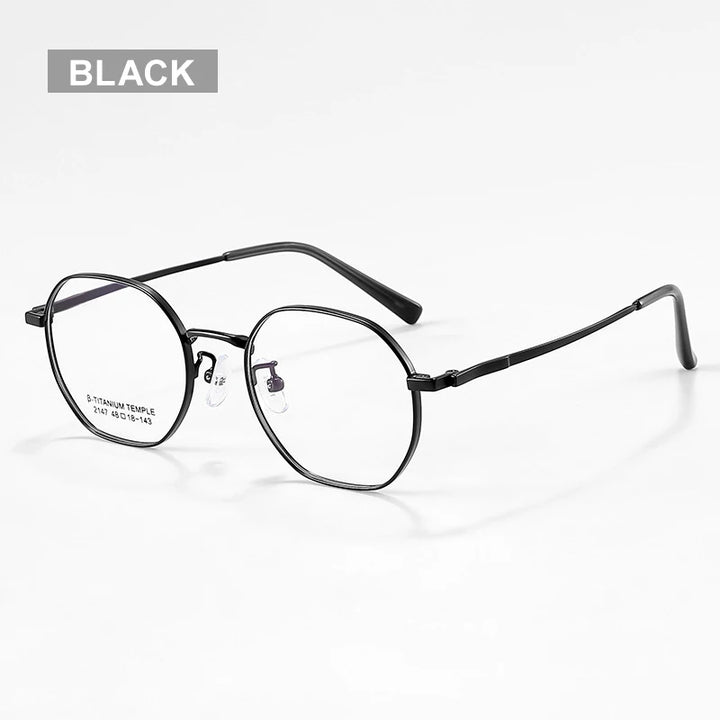 Vicky Unisex Full Rim Polygon Round Titanium Reading Glasses V2147 Reading Glasses Vicky -250 K2147-C1-BLACK 