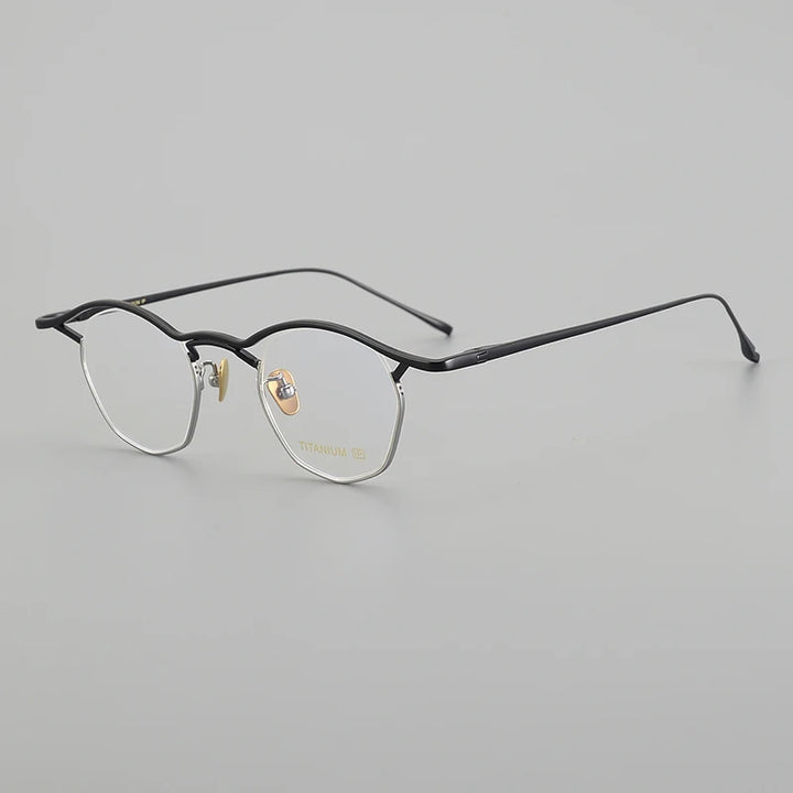 Muzz Unisex Full Rim Small Brow Line Polygon Titanium Eyeglasses Mu004 Full Rim Muzz C3  