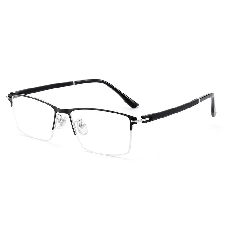 KatKani Unisex Semi Rim Square Alloy Eyeglasses K8812 Semi Rim KatKani Eyeglasses Black Silver  