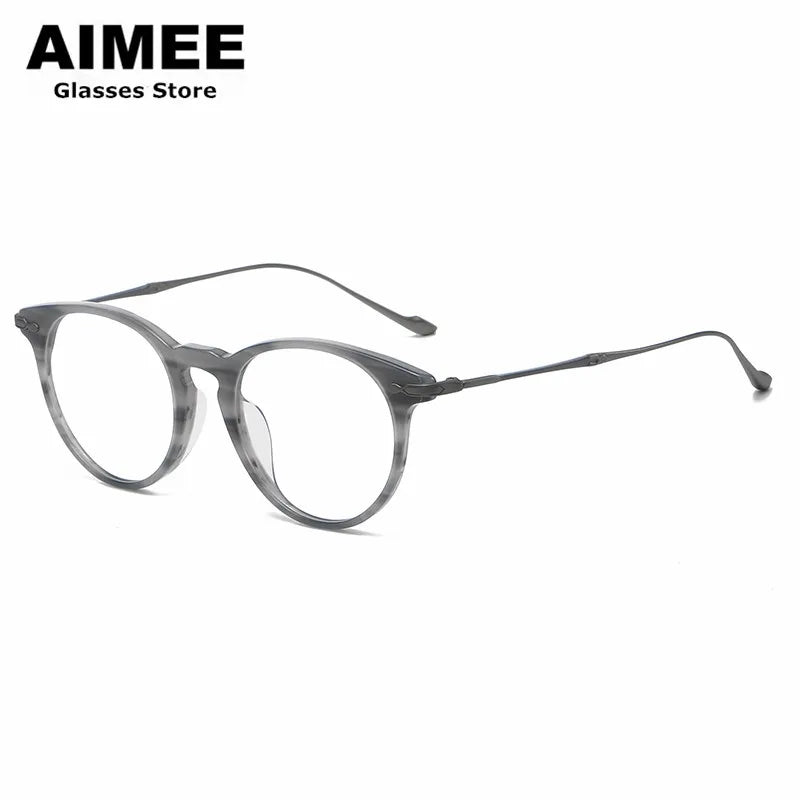 Aimee Unisex Full Rim Round Titanium Acetate Eyeglasses 5889 Full Rim Aimee Amber  