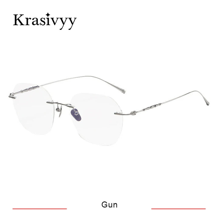 Krasivyy Women's Rimless Polygon Titanium Eyeglasses K5930 Rimless Krasivyy Gun  