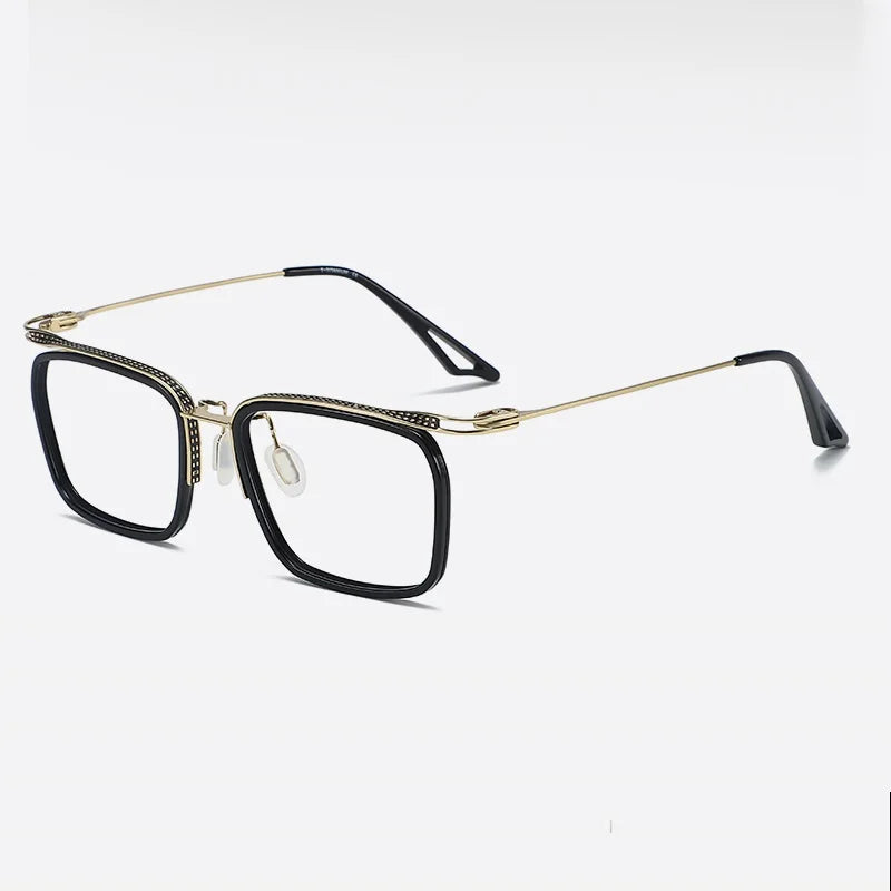 Bobbie Unisex Full Rim Big Square Acetate Titanium Eyeglasses 808663