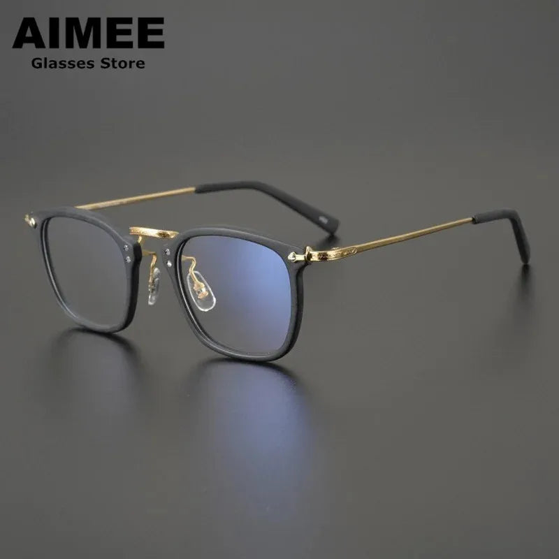 Aimee Men's Full Rim Square Titanium Acetate Eyeglasses 20806 Full Rim Aimee   