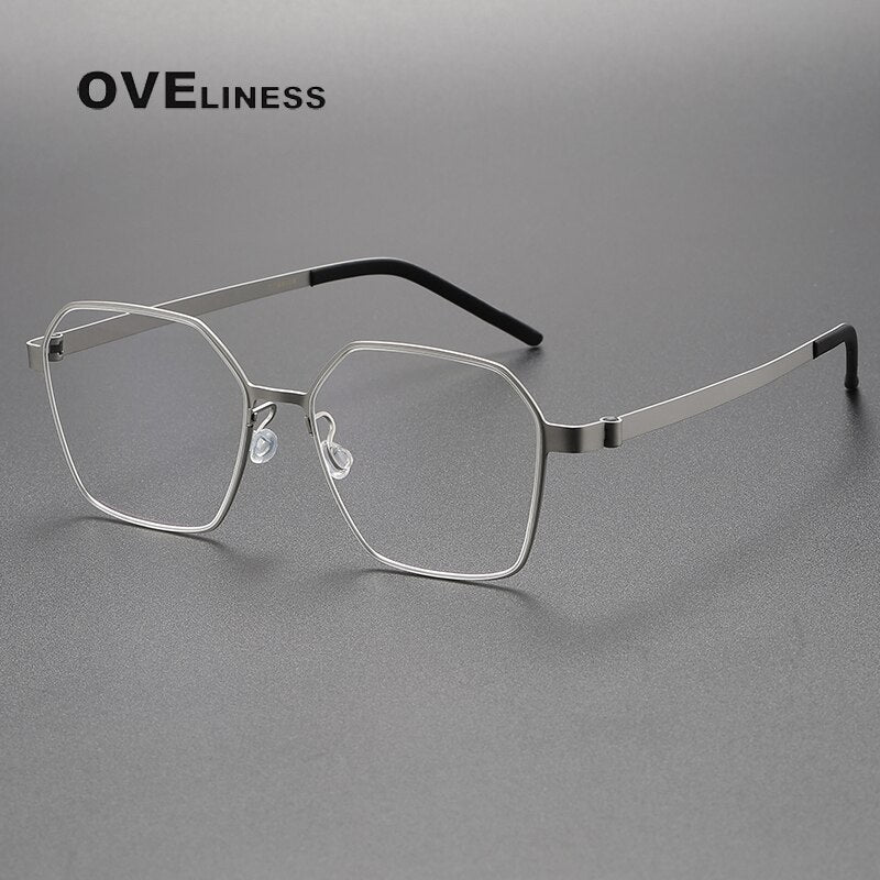 Oveliness Unisex Full Rim Polygon Titanium Eyeglasses 9624 Full Rim Oveliness silver  