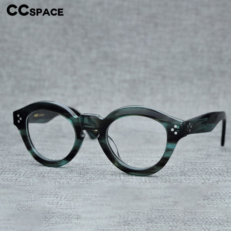 CCSpace Unisex Full Rim Hand Crafted Round Acetate Eyeglasses 56233 Full Rim CCspace   