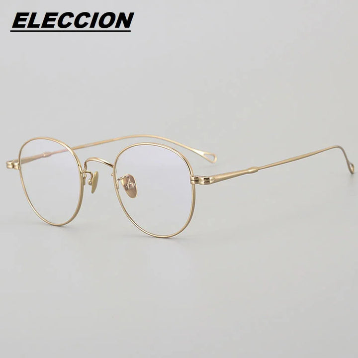 Eleccion Unisex Full Rim Oval Round Titanium Eyeglasses 44303 Full Rim Eleccion Gold CHINA