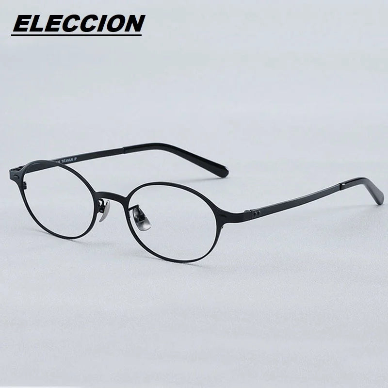 Eleccion Unisex Full Rim Oval Square Titanium Eyeglasses 42407