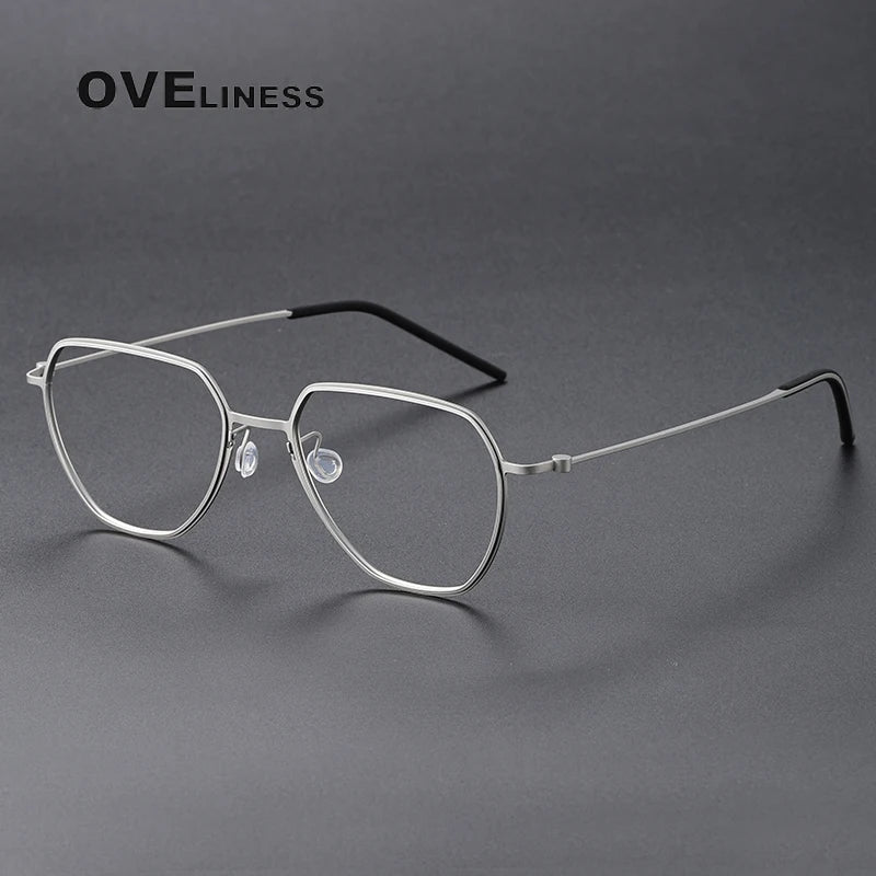 Oveliness Unisex Full Rim Square Titanium Eyeglasses 5527 Full Rim Oveliness silver  