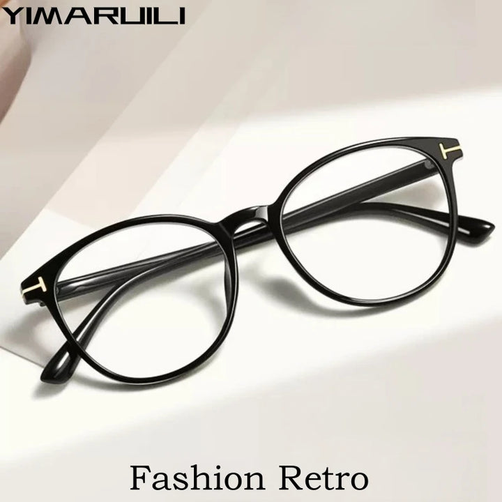 Yimaruili Women's Full Rim Round Cat Eye Tr 90 Acetate Eyeglasses 8054 Full Rim Yimaruili Eyeglasses   