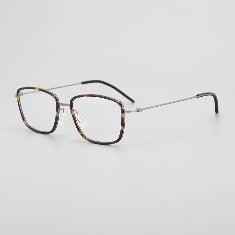 Black Mask Women's Full Rim Square Titanium Acetate Eyeglasses L5803 Full Rim Black Mask Tortoise  