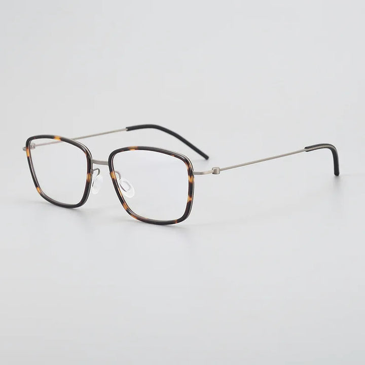 Black Mask Unisex Full Rim Square Acetate Titanium Eyeglasses 15803